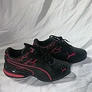 Puma Women's Black Sneakers with Pink Highlights